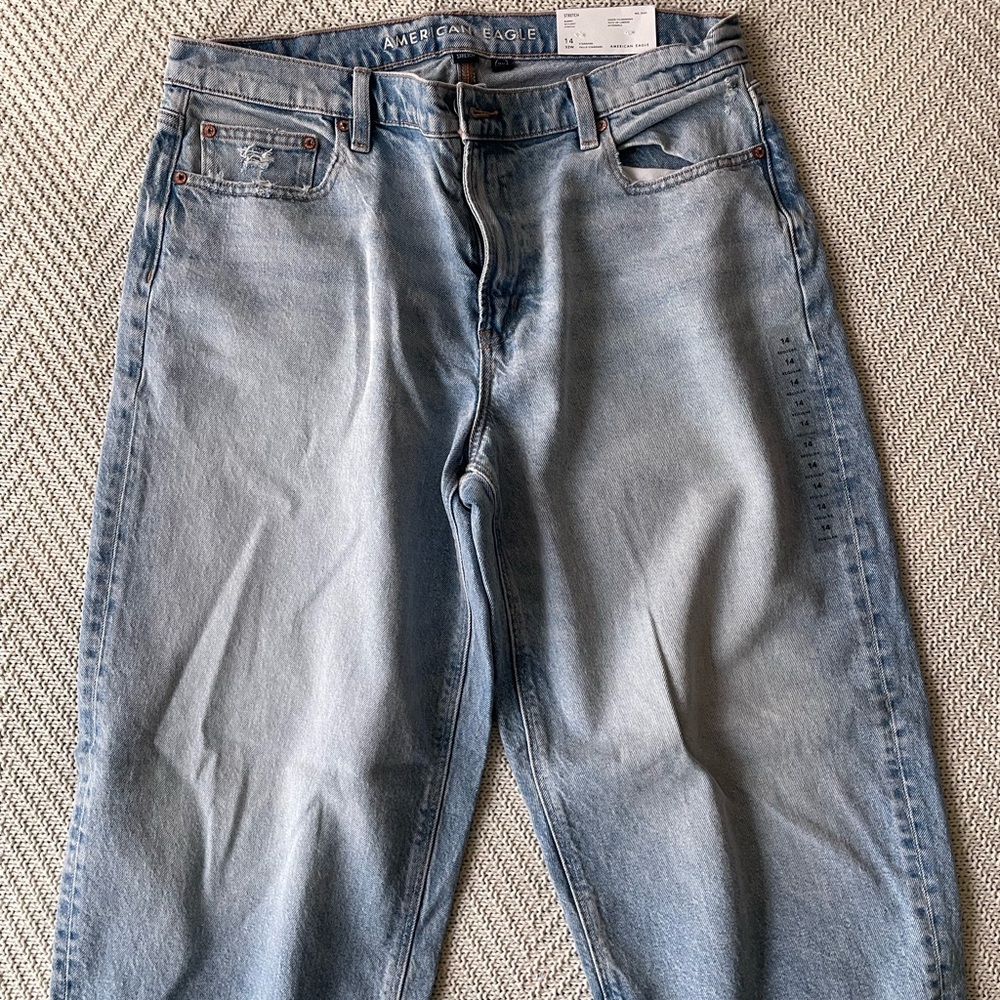 NWOT American Eagle Outfitters Light Blue Barrel Jeans Sz 14 - Picture 6 of 9